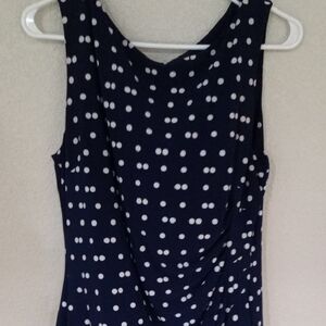 Anne Klein Navy and White Polka Dot Dress